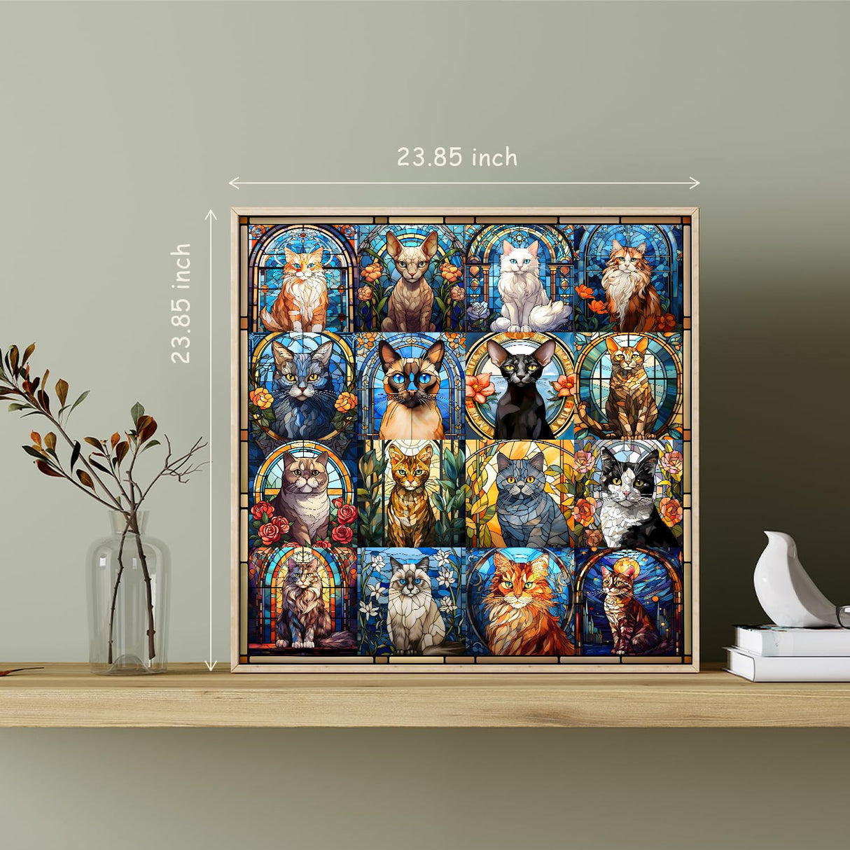 PICKFORU Stained Glass Puzzles Cat Puzzles for Adults 1000 Pieces, Kitten Kitty Puzzles Collage Puzzles 1000 Pieces Hard, Impossible Challenging Jigsaw Puzzles,Colorful Mosaic Cats Puzzle PICKFORU