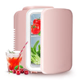 YSSOA 4L Mini Fridge 6 Can Portable Cooler & Warmer Compact Refrigerators for Food, Drinks, Skincare, Office Desk, Pink YSSOA