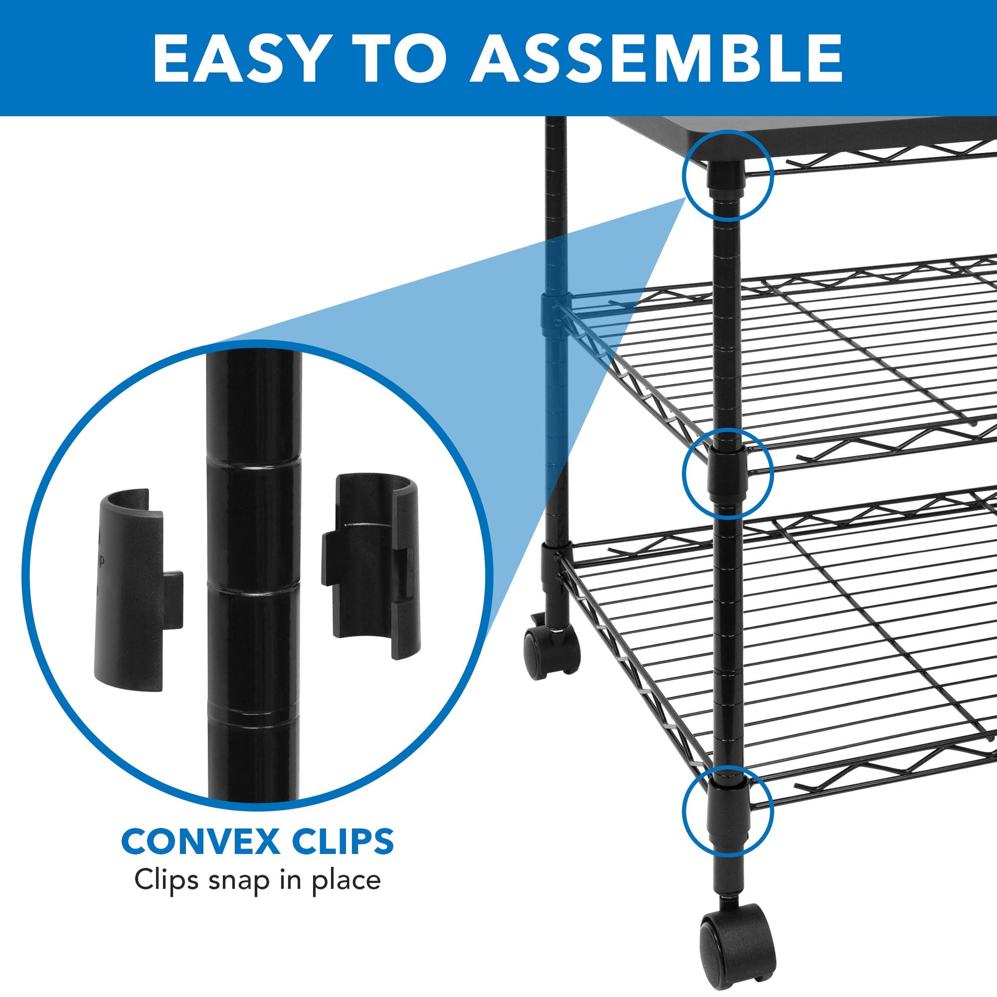 Mount-It! Printer Stand With Wheels | 3-Tier Large Printer Cart With Storage Shelves For 3D & Laser Printer, Scanner, Heat Press | Rolling Metal Utility Table For Home and Office Use, 200 Lbs - WoodArtSupply