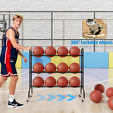SUFAUY Sports Equipment Organizer, Garage Basketball Rack, Gear & Ball Storage Rack, Outdoor and Indoor Rolling Balls Cart with Wheels SUFAUY
