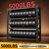 Vlriis 5000LBS Heavy Duty Garage Shelving Units, 78.7" H Adjustable Storage Shelves, Metal Storage Racks Industrial Shelving Utility Shelf for Warehouse, Basement (Black, 78.7" H x 59.1" W x 19.7" D) Vlriis