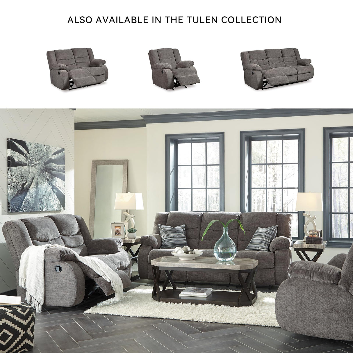 Signature Design by Ashley Tulen Modern Manual Pull Tab Rocker Recliner, Dark Gray Signature Design by Ashley