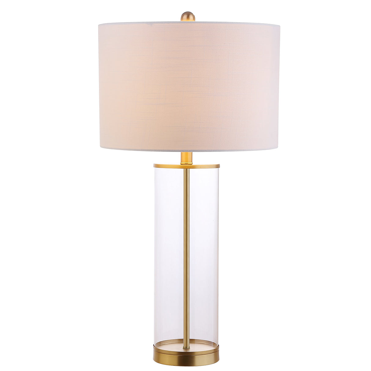 JONATHAN Y JYL2005A Collins 29" Glass LED Table Lamp Modern Contemporary Glam Bedside Desk Nightstand Lamp for Bedroom Living Room Office College Bookcase LED Bulb Included, Clear/Brass Gold JONATHAN Y