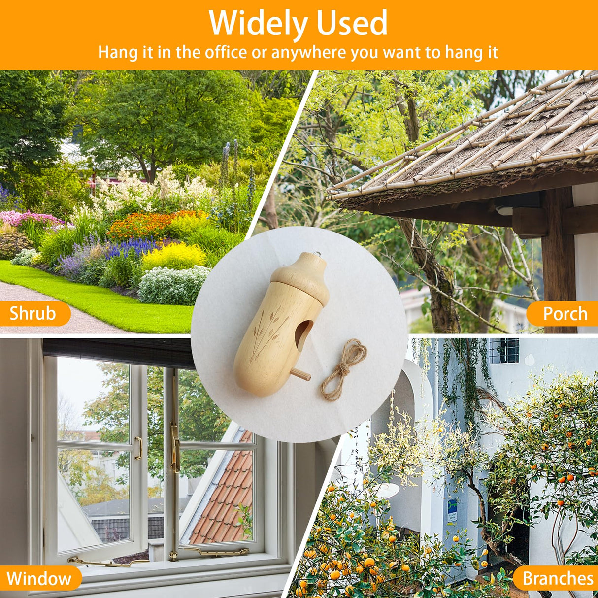 Hummingbird House - Natural Wooden Hummingbird Houses for Outside Hanging, Gardening Gifts Home Decoration 3 Packs OROGHT