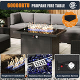 KHOLH Patio Furniture Set with Fire Pit Table, 10 Pieces Outdoor All-Weather Wicker Conversation Sectional Chair Sofa Set with 2 Swivel Chairs KHOLH