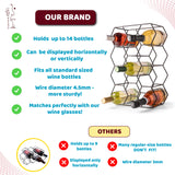 Gusto Nostro Countertop Wine Rack - 14 Bottle Freestanding Modern Black Metal Small - 3 Tier Tabletop Wine Holder Stand for Cabinet, Pantry - Wine Racks Countertop - No Assembly Required Gusto Nostro