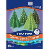 Tru-Ray Heavyweight Construction Paper, Cool Assorted Colors, 12" x 18", 50 Sheets (102943) Tru-Ray