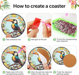 croshom 8 PCS Birds Diamond Art Coasters Diamond Painting Coasters Kits with Holder, Birds DIY Coasters for Adult Beginners, Diamond Art Crafts Supplies croshom