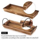 Long Narrow Wood Candle Tray: Hanobe Rustic Wooden Candle Holders Rectangular Table Centerpieces for Dining Room Farmhouse Pillar Stand with Handle Rectangle Tea Light Base Coffee Table Decor, Brown Hanobe