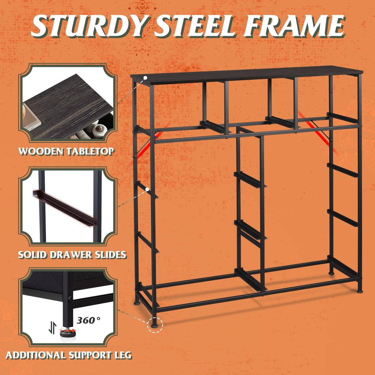 WLIVE 9-Drawer Dresser, Fabric Storage Tower for Bedroom, Hallway, Entryway, Closet, Tall Chest Organizer Unit with Fabric Bins, Steel Frame, Wood Top, Easy Pull Handle, Charcoal Black WLIVE