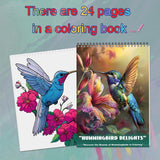 CKMOREL Humming Bird Adult Coloring Book Spiral Bound Mindfulness Adult Coloring Book for Women Relaxation Spiral Bound Lay Flat, Single-Sided Print with 24 Pages, Anxiety Relief Gifts Relaxation CKMOREL