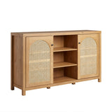 Walker Edison Boho Arched Rattan 2-Door Sideboard, 58 Inch, English Oak Walker Edison