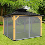 10-ft x 10-ft Gazebo Netting,Gazebo Replacement Mosquito Netting,Universal 4-Panel Mesh Screen Walls with Zippers(Only Netting)-Grey Zupoquk