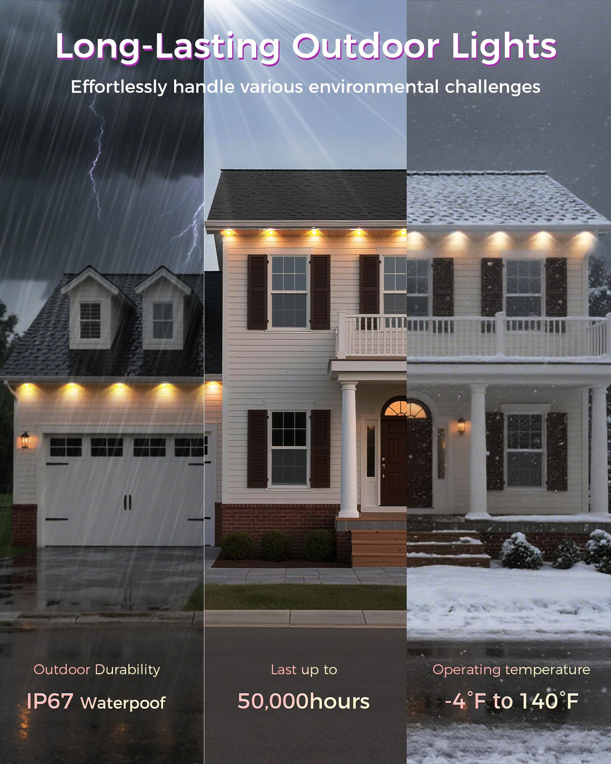 Permanent Outdoor Lights for House, 100ft Smart RGB LED Eave Lights Outdoor Decor with App/Remote Control, IP67 Waterproof Lighting with Multi Scene Modes for Halloween, Daily, Party, Holiday JarryStart