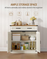 Hzuaneri Kitchen Storage Cabinet, Buffet Cabinet with Storage, Modern Farmhouse Sideboard Cabinets with Drawer, 31.5" Coffee Bar Cabinets with Doors & Adjustable Shelves, for Kitchen, White Brown Hzuaneri