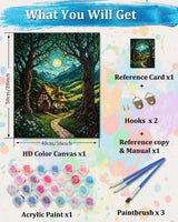 TOCARE Cabin Paint by Numbers Kit for Adults, Cabin in The Moonlit Forest Adult Paint by Number Canvas,Adults' Paint-by-Number Kits Nature Scenery 16x20inch (Without Framed) TOCARE