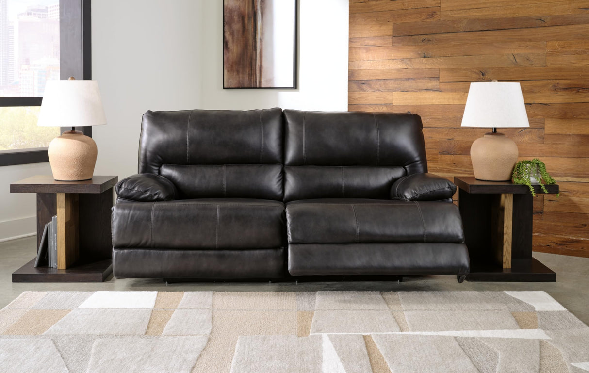 Signature Design by Ashley Mountainous Modern Leather Match Wall Hugger Power Reclining Sofa with Adjustable Headrest and USB Ports, Black Signature Design by Ashley