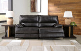 Signature Design by Ashley Mountainous Modern Leather Match Wall Hugger Power Reclining Sofa with Adjustable Headrest and USB Ports, Black Signature Design by Ashley
