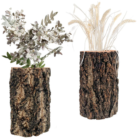 AceList Set of 2 Natural Wood Wall Planters for Indoor Plants- Handcrafted Farmhouse Rustic Decor for Unique Wall Pocket Vase Arrangements, Wood Wall Decor for Home (Yellow Thunderwood) AceList