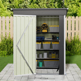 JUMMICO Metal Outdoor Storage Shed 5 x 3 FT Metal Shed with Lockable Door,Waterproof Garden Tool Shed Storage House for Backyard Patio Lawn,White JUMMICO