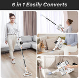 Tikom V500 Cordless Vacuum Cleaner for Home, 40000Pa/450W Stick Vacuum with LED Touch Screen, Charging Wall Dock, Anti-Tangle, Lightweight Handheld Vacuum for Pet Hair, Hard Floor, Carpet Tikom