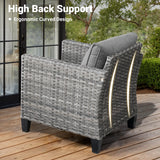 ovios Patio Furniture Set, 9 Pieces Outdoor Wicker Rattan Sofa Couch with 6 Chairs, Ottomans and Comfy Cushions, All Weather High Back Conversation Set Garden Backyard, Dark Grey ovios