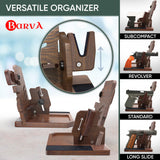 BarvA Phone Docking Station with Patented Adaptive Wood Gun Rack | Night Stand Smart Watch & Phone Stand | Charging Station Desk Organizer | Gun Accessories Storage and Organization BarvA