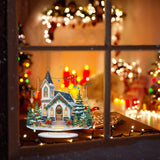 JJFox DIY Tabletop Diamond Art Painting Kit，Special Shaped Rhinestone Desk Placement Ornament，Home Stand Up Gem Painting Craft Kit，Gift,Double Sided. (Christmas House-2) JJFox