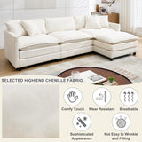 Modular Convertible Sectional Couch, 4 Seat L Shaped Sofa Reversible Chaise Sectional Sofa Deep Seat Cloud Couch Chenille for Home, Apartment, Dorm (Cream White, L Shaped) PEIHONGET