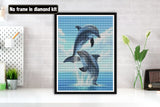 Bimkole 5D Diamond Art Kits for Adults Dolphin, DIY Full Drill Rhinestone Embroidery by Number Kits Animal Set Paint with Diamonds Art Cross Stitch Home Wall Decor 12x16 in Bimkole
