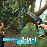 Seesii PS620 2-in-1 Electric Pole Saws: 6 Inch Mini Chainsaw Cordless with Extension Pole, 2Pcs Batteries, Brushless Chain Saw for Limb Branch Cutter, Battery Tree Trimmers Pruner,16Ft Long Reach Seesii