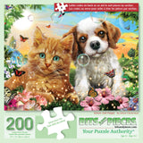 Bits and Pieces – 200 Piece Jigsaw Puzzle for Adults – Kitten & Puppy - Jigsaw Puzzle by Adrian Chesterman, Completed Puzzle Size: 15" x 19" Bits and Pieces