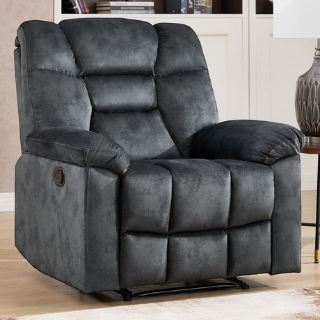 CANMOV Manual Recliner Single Sofa, Wall-Hugger Reclining Couch, Upholstered Sofa Chair with Armrests, Fabric Reclining Couch with Soft Cushion for Living Room, Grey CANMOV