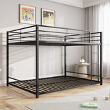 Full Over Full Bunk Beds, Metal Heavy Duty Full Size Bunk Beds for Kids, Full Size Bed Frmae for Boys and Girls,Loft Bed with Ladder and Guardrail for Small Spaces (Black) FOUBAM