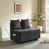 Convertible Sofa Bed 4-in-1 Velvet Sleeper Sofa Chair Bed Pull Out Futon Couch Bed with USB Ports 5 Adjustable Backrest and Pillow Fold Out Ottoman Bed for Adults Small Spaces Living Room, Dark Grey FiveWillowise
