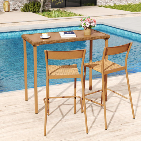 Tangkula Patio Bar Table, Heavy Duty Rectangle Metal Frame 48 Inches Outdoor Counter Height Table, for Backyard, Poolside, Balcony, Lawn Tangkula