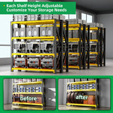 Qxdyt 3000LBS Heavy Duty Storage Shelves,63''H Metal Garage Shelving, 4-Tier Adjustable Garage Organization Shelving Units, Industrial Shelving for Warehouse,Workshop- Black & Yellow Qxdyt