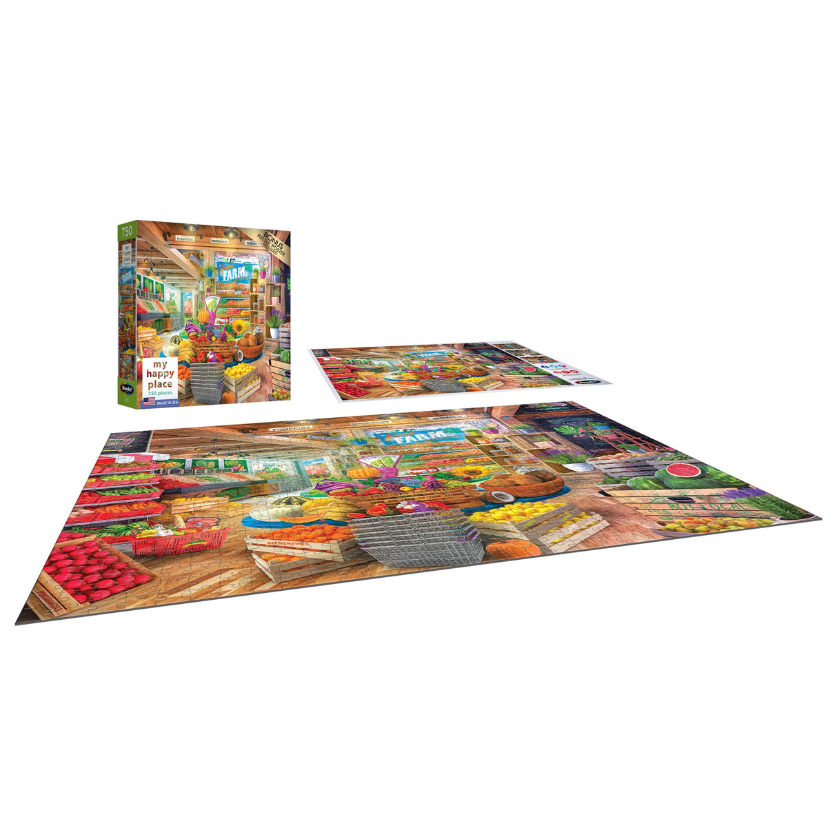 RoseArt - My Happy Place - Organic Fresh Market - 750 Piece Jigsaw Puzzle for Adults RoseArt