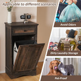 OUTGUAVA 13 Gallons Tilt Out Trash Cabinet Freestanding Kitchen Trash Bin Cabinet Wood Garbage Recycling Cabinet with Hideaway Drawer Pet Proof Trash Can Holder for Kitchen Living Room, Rustic Brown OUTGUAVA