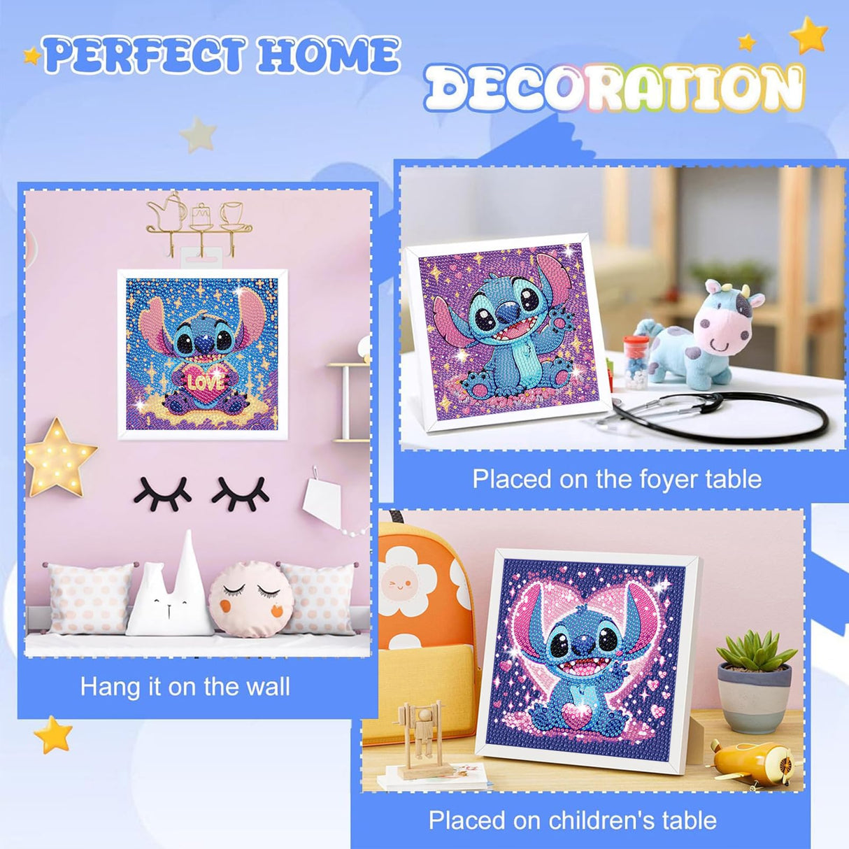 Gearock 4 Pack Diamond Art Painting Kits, Easy DIY Cute Heart Big Gem Kits for Beginners Cartoon Lovers Halloween Christmas Birthday Gifts Gearock