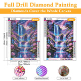 Diamond Art Kits for Adults Shiny Waterfall, DIY 5D Diamond Painting Kit for Beginners Flower, Full Round Drill Gem Art Dots for Adults, Perfect for Home Wall Decor 12X16 Inch Okarina