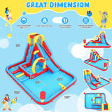 Whubefy Inflatable Water Slide Bounce House, 13.2x10Ft 13-in-1 Bounce House Obstacle Course Waterslides, Summer Fun w/Boxing Pole/Slide/ 10+ Accessories, Inflatable Water Slide for Kids Outdoor Whubefy