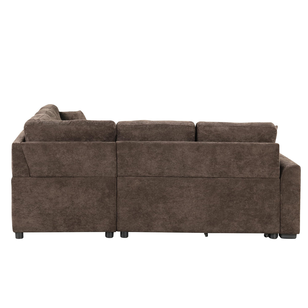 Merax Sofa Bed Sleeper Couch L Shaped Sofa with Pillows and USB Ports, L-Shape Sectional Couch with Comfortable Backrest and Power Sockets for Living Room and Small Apartment (Brown) Merax