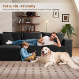 Modular Sectional Sofa, 108" L-Shaped Boneless Couch with Deep Seat, Corduroy Cloud Couch for Living Room, Bedroom, No Assembly Required, Ship in a Box, Black RUMBALUXY