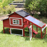 GUTINNEEN Rabbit Hutch Outdoor Mobile Chicken Coop with Wheels Wooden Bunny Cage Large Duck House with Run UV Roof(Red) GUTINNEEN