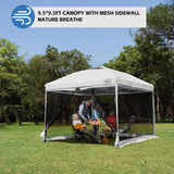 KAMPKEEPER Outdoor 10'x10' Pop Up Screened Canopy Tent with Netting Mesh Walls,4 Sandbags,1 Roller Bag (White Vented Top KAMPKEEPER