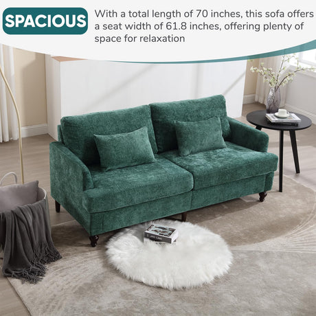 JOYBASE 2 Pieces Living Room Furniture Sets, Loveseat Couch and Accent Chair, Mid-Century Modern Sofa Set for Living Room, Apartment, Office, Bedroom (Emerald, Chenille) JOYBASE
