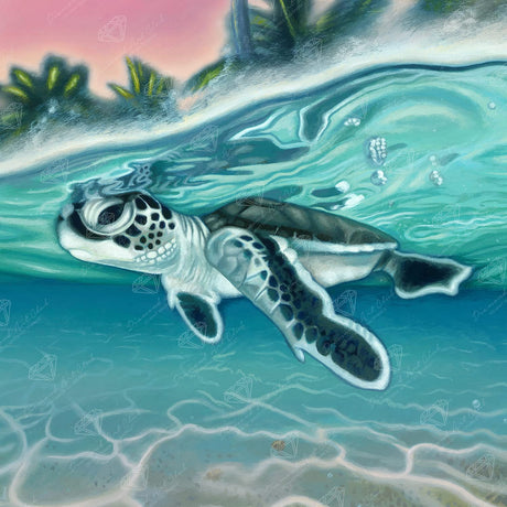 DIAMOND ART CLUB Tropical SEA Turtle Diamond Painting Kit, 13" x 13" (32.8 x 32.8 cm) DIAMOND ART CLUB