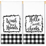2 Pieces Buffalo Plaid Hand Farmhouse Towels Black White Bath Buffalo Plaid Towels Bathroom Decor for Bathroom Kitchen Farmhouse Restroom(Classic Style) Tatuo