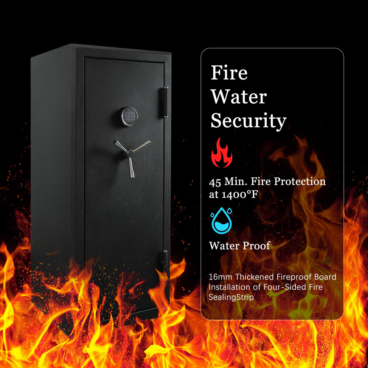 XPEDITION 24 Gun Fireproof Safe for Rifles and Pistols,Gun Cabinet with Keypad/Key Access, Fire and Water Safe with Combination Lock,Gun Safes for Rifles and Shotguns (24 gun safe) XPEDITION